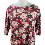 Lands' End  Multicolor Floral Half Sleeve Boat Neck T Shirt Tee Top Size 2XL Photo 0