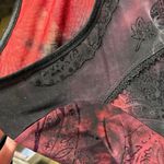 Sami & Jo Y2K red & white abstract paisley rose appliqué top whimsigoth fairy grunge dark Photo 5