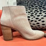 Abound  Taupe Suede Perforated Ankle Block Heel Western Boho Neutral 9 Photo 3