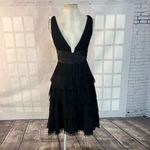 Maggy London black tiered crinkle mesh full skirted cocktail party dress size 4 Photo 4