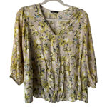 Unique spectrum  Blouse Peasant XL Floral‎ Button Front 3/4 Sleeve Rayon Top Photo 0