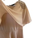 Topshop Blush pink Romper Size 6 black floral lace shoulders peek a boo back zip Photo 5