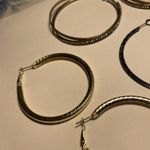 Lot Of 3 Women’s Costume Earrings Pierced Hoop 2 Silver Tone 1 Black Mix Photo 7