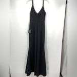 Lulus NWT, Black Long Evening Gown, mermaid hem, adjustable Straps, sz SM Photo 3