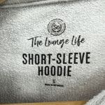 SO  SMALL Juniors White Bleach Dye Short Sleeve Crop Hoodie Sweatshirt Photo 4