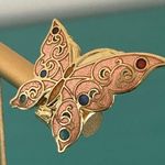 Vintage Cloisonne Enamal Butterfly Clip On Earrings with Pink and Gold Accents Photo 1