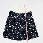 Vintage Allisia Drop Waist Cream Navy Bows Ribbons Printed Pleated Skirt Blue Size M Photo 6