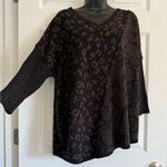 Democracy  Sweater Mixed Animal 3/4 Sleeves Size M Black Gold Party Holiday Boho Photo 1