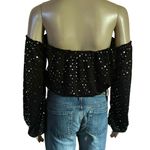 Honey Punch Metallic Star Print Off Shoulder Crop Top Photo 3