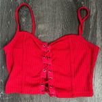Red lace up crop top Size M Photo 0