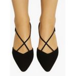 Stuart Weitzman  5B Black Suede Heels Womens Size 5 Elegant Square Toe Straps Photo 8