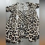 H&M Tan & Black Cheetah Print Short Sleeve Tie Top Cardigan Size M Photo 5