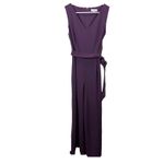 Calvin Klein  Dark Purple Sleeveless V Neck‎ Wide Leg Crop Pocket Jumpsuit Size 8 Photo 4