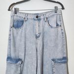 Sincerely Jules Light Wash Baggy Cargo Wide Leg Jeans Size 29 Baggy Cargo Jeans Blue Photo 2
