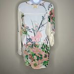 Yumi Kim Womens Floral Roll Tab Sleeves Cream Pink Button Top 100% Silk Size S Photo 4