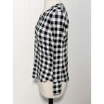 Cynthia Rowley  Plaid Checkered Top Long Sleeve Snaps‎ Black White Women’s Small Photo 7
