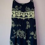 Dress Barn Vintage Size 14 Navy Dress Babydoll Floral Embroidered Dark Cottage Photo 0