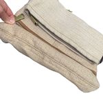 Fossil  Explorer Purse Canvas Leather Cream Fold Over Boho Beach Coastal Large Photo 2