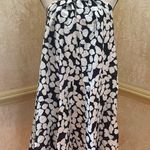 Mango  Black And White Floral Print Halterneck Swing Lightweight Dress Size 10 Photo 3