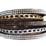 Ladies fashion bracelet faux leather chain mix Brown Photo 0