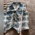 POTTERY Vintage Coquette 80s Western Tweed Quilted Plaid Vest Unisex Sz M EUC Blue Size M Photo 7