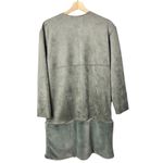 ZARA Gray Faux Suede & Fur Contrast Longline Button Down Jacket S Photo 6