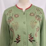 Shenanigans Embroidered Cardigan Cottagecore Button Up Green‎ Floral Women Small Green Photo 1