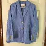 J.Crew ‎ Striped Blazer Cotton Button Front Pockets Blue White Size 8 Photo 10