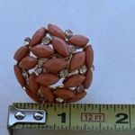 Vintage Gold Tone Coral Pink Peach Lucite Cabochon Ring stones Women’s Sz 8” Photo 8