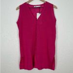 ZARA  Pink Linen Blend Button Front Long Sleeveless Vest NWT Size Small Photo 2