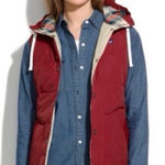 Penfield x Madewell Maroon Plaid Lucedale Down Puffer Hooded Vest Sz M Red Size M Photo 0