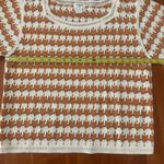 Cost Plus World Market Orange Ivory Stripe Crochet Knit Top Size Small Medium White Photo 5