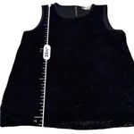 Loft Black Textured Eyelet Velvet Sleeveless Keyhole Back Top Sz S Photo 7