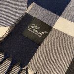 Checkered Navy and White Super Soft Blanket Scarf Shaw 74” x 26” Blue Photo 2