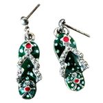 Christmas Flip Flop Earrings Thongs Dangle Posts Beach Cruise Island Va… Green Photo 0