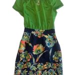 Anthropologie  Tabitha Floral Print Dress Green Short Sleeve Party Cocktail Sz 2P Photo 3