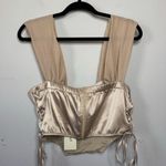 NWT A Peach Off Shoulder Gold Milkmaid Corset Crop Top Women's Size Large Photo 7