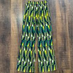 ZARA  Abstract Geometric Print Wide Leg Pants Green Yellow Pink Size Small Photo 4