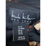 Nicole Miller  Black Floral V Neck Short Sleeve Wide Leg Romper Jumpsuit Size M Photo 2