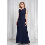 Kay Unger NWT Dianna Gown in Dark Midnight Blue Lace Overlay Maxi Dress 6 $368 Photo 1