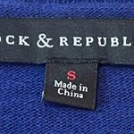 Rock & Republic Scoop Neck Crop Distressed Sweater Top Long Sleeve Blue Cotton S Photo 5