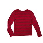 Talbots New Top Womens PM Red Sparkle Stripe Tee V-Neck Long Sleeve Casual Shirt Photo 1