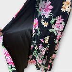 Lulus ‎ XS Black Floral Satin Slip Maxi Dress Cowl Neck Criss Cross Back Photo 4