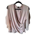 S.Levine Soft Baby Pink Cold Shoulder Rhinestone Blouse Top Women's Size Large Photo 0