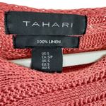 Tahari 100% Linen Pink 3/4 Dolman Sleeve Open Knit Lightweight Sweater Size S Photo 3