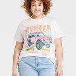 Graphic Tee with Ford Bronco Print Pastel Colors Size XXL Pink Photo 5