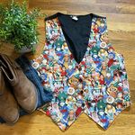 111 Main Vintage 90s People of the World Black Red Teacher School Vest Large Photo 0