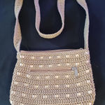 Lina Small Mocha Brown Crochet Handbag Purse Shoulder Bag Crossbody 9x7x3. Tan Photo 0