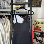 David Koma Black White Colorblock Asymmetrical Mesh Neoprene Midi Dress Size 8 Photo 6