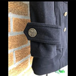 Alice + Olivia Coat Size S Black Peacoat Double Breasted Jacket Gunmetal Button Photo 7